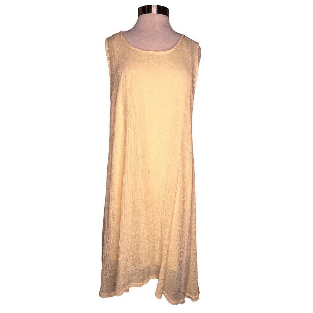 INDIA BOUTIQUE Women's Swim Suit Cover Up One Size Fits Yellow Sleeveless Round